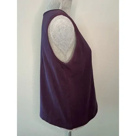 St John’s Bay Tank Top 1X in Plum Color Wide Strap V-Neck - Picture 3 of 11